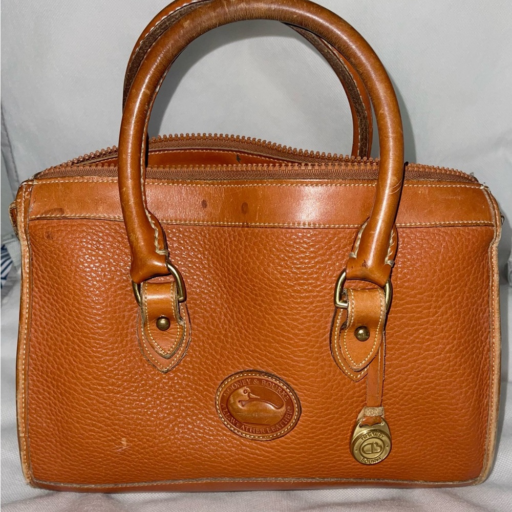 Dooney & Bourke Tan Satchel with Gold-Tone Hardware
